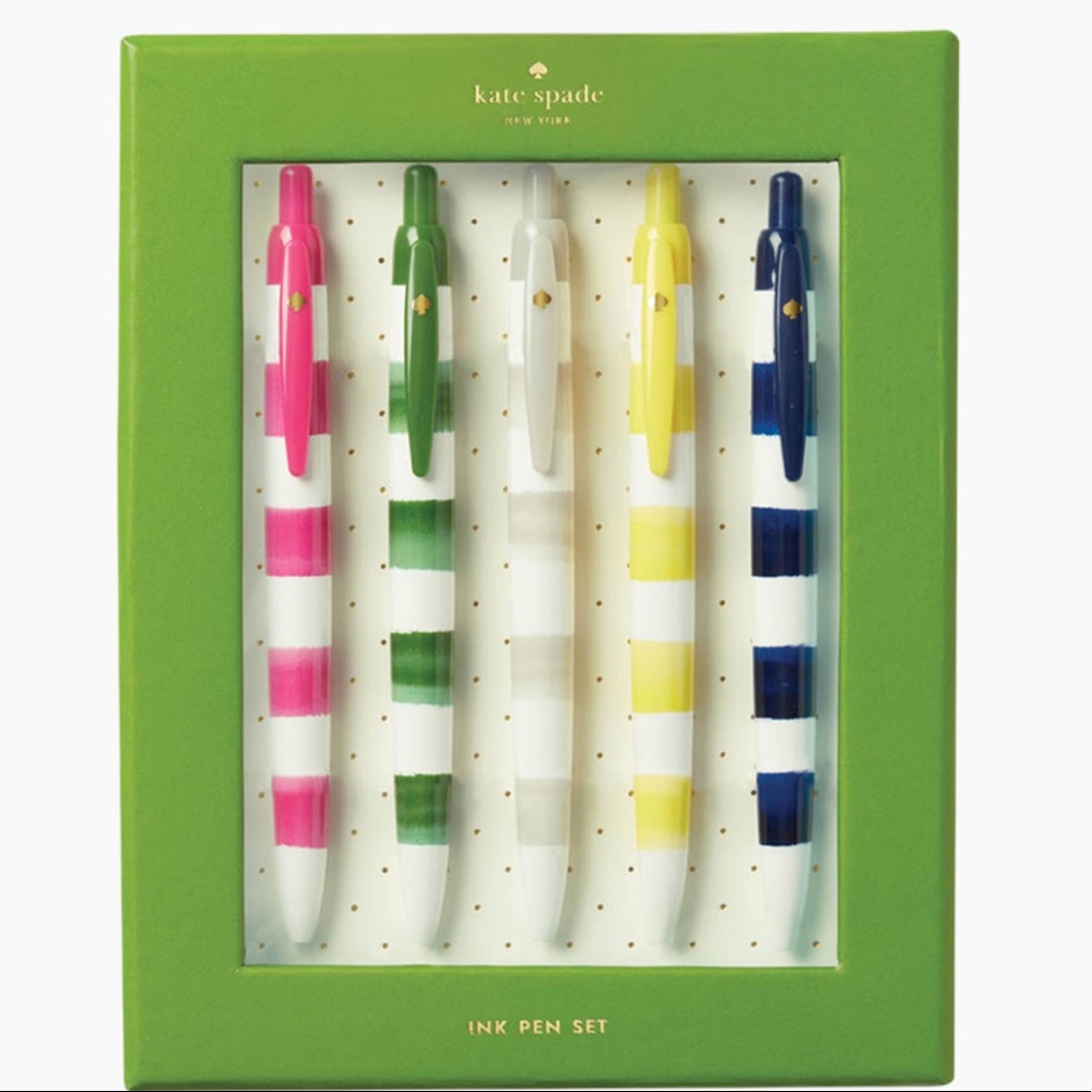 🆕 Kate Spade ♠️ Rugby Stripe Pen Set of 5